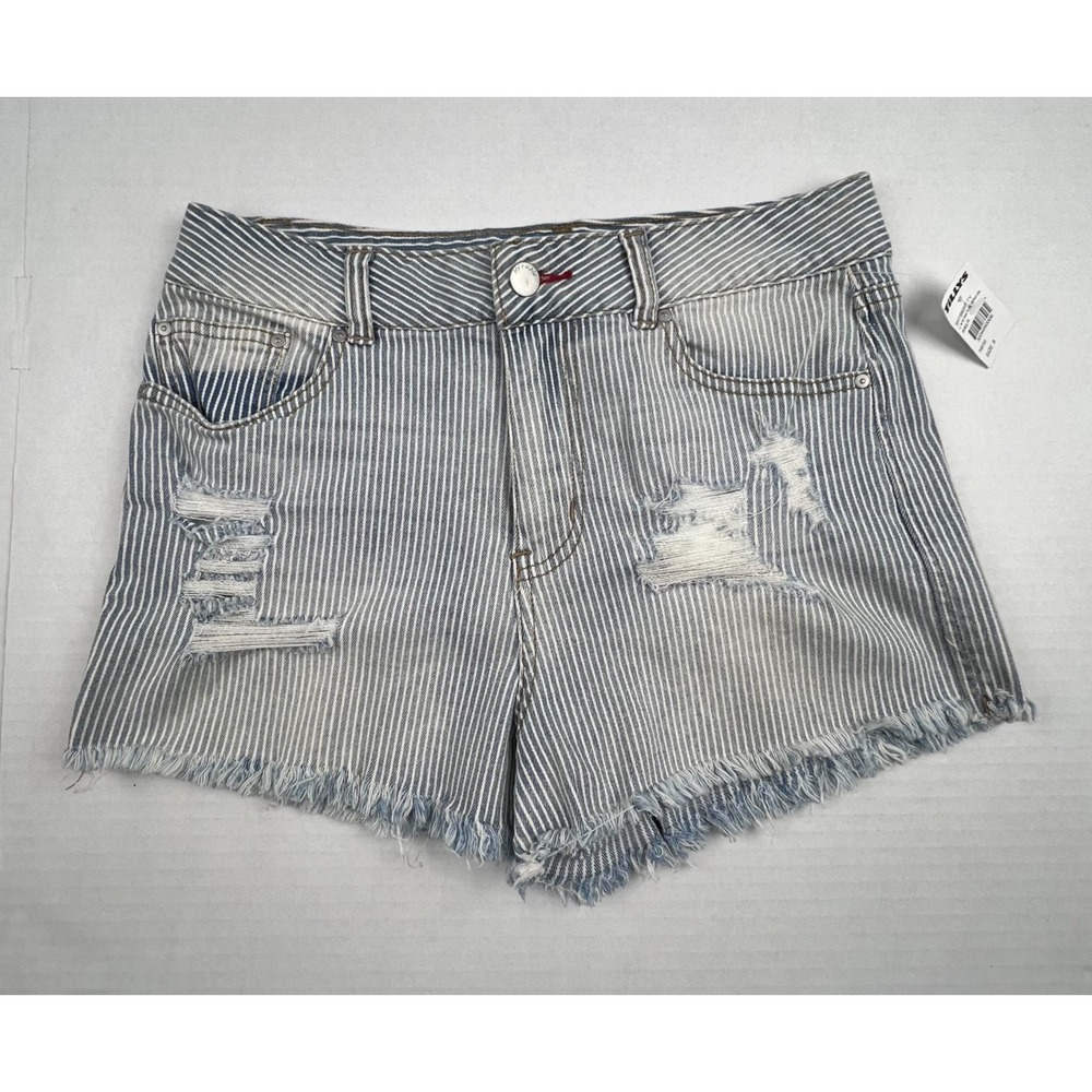 NEW Ivy & Main Denim Shorts Womens Size 9 Blue White Stripe Stretch 98% Cotton
